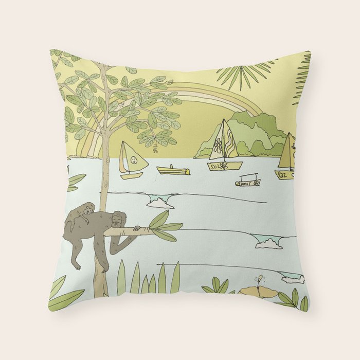 postcard from paradise // costa rica tropical // retro surf art by surfy birdy Throw Pillow Gallery Image 6