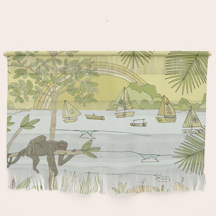 postcard from paradise // costa rica tropical // retro surf art by surfy birdy Wall Hanging Gallery Image 1