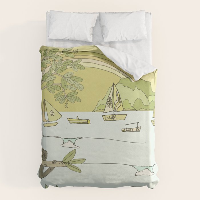postcard from paradise // costa rica tropical // retro surf art by surfy birdy Duvet Cover Gallery Image 6