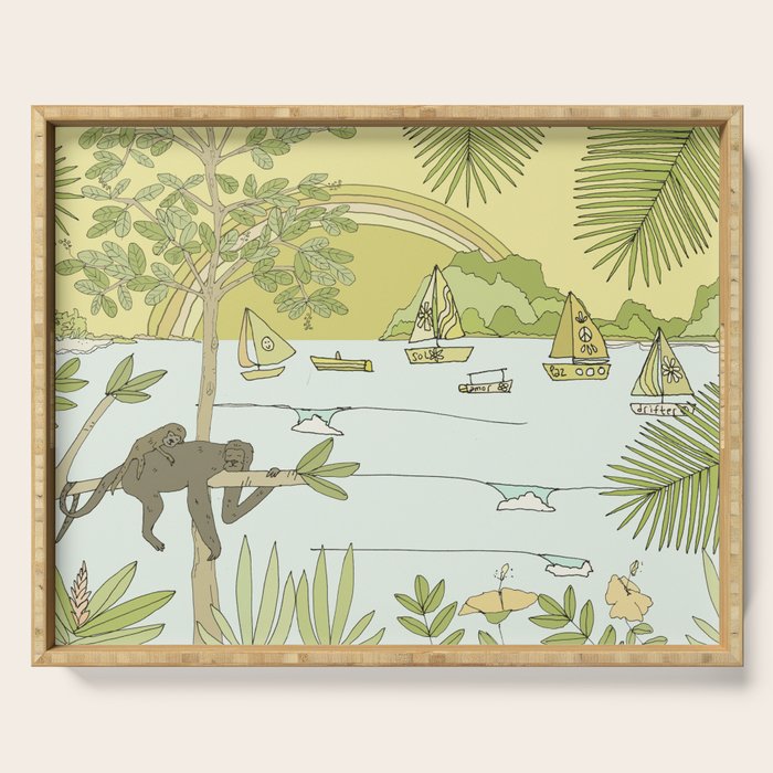 postcard from paradise // costa rica tropical // retro surf art by surfy birdy Serving Tray Gallery Image 1