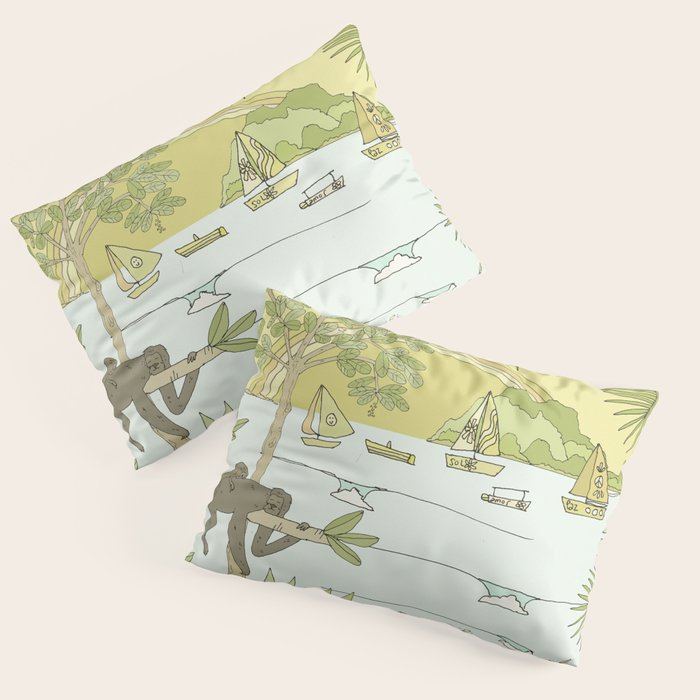 postcard from paradise // costa rica tropical // retro surf art by surfy birdy Pillow Sham Gallery Image 3