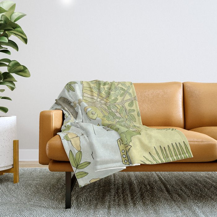 postcard from paradise // costa rica tropical // retro surf art by surfy birdy Throw Blanket Gallery Image 1