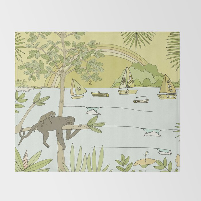 postcard from paradise // costa rica tropical // retro surf art by surfy birdy Throw Blanket Gallery Image 2