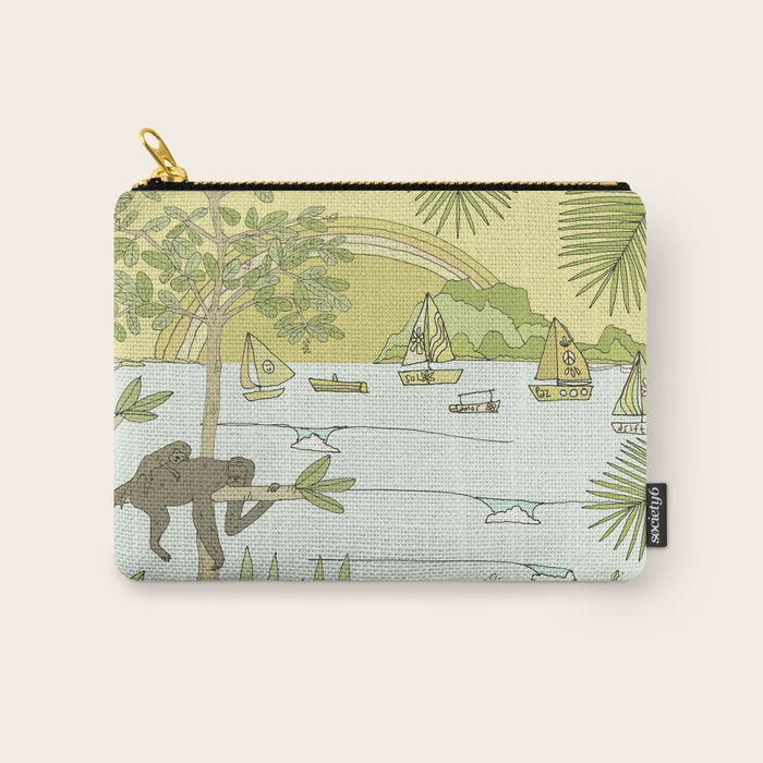 postcard from paradise // costa rica tropical // retro surf art by surfy birdy Carry All Pouch Gallery Image 1