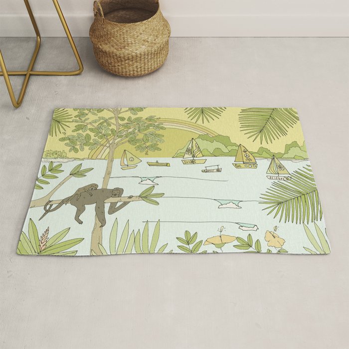 postcard from paradise // costa rica tropical // retro surf art by surfy birdy Rug Gallery Image 1
