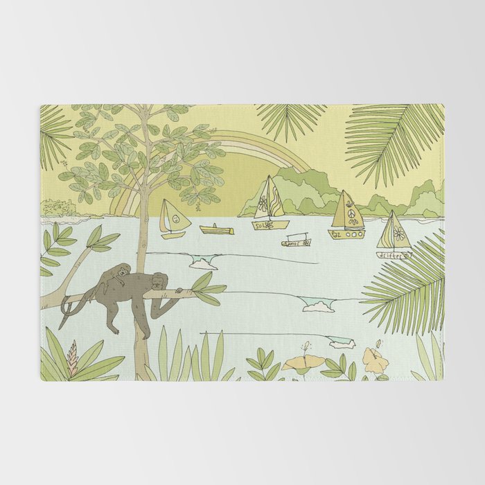 postcard from paradise // costa rica tropical // retro surf art by surfy birdy Rug Gallery Image 2