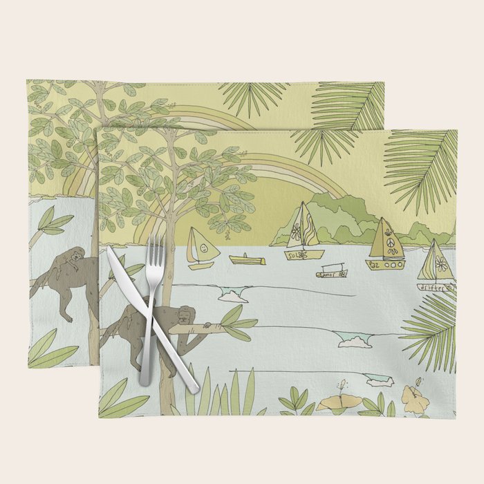 postcard from paradise // costa rica tropical // retro surf art by surfy birdy Placemat Gallery Image 1
