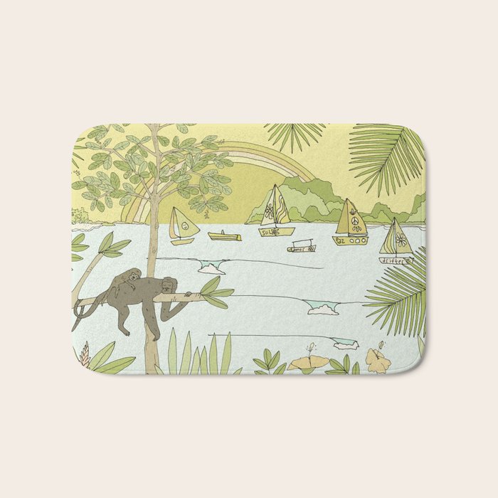 postcard from paradise // costa rica tropical // retro surf art by surfy birdy Bath Mat Gallery Image 1