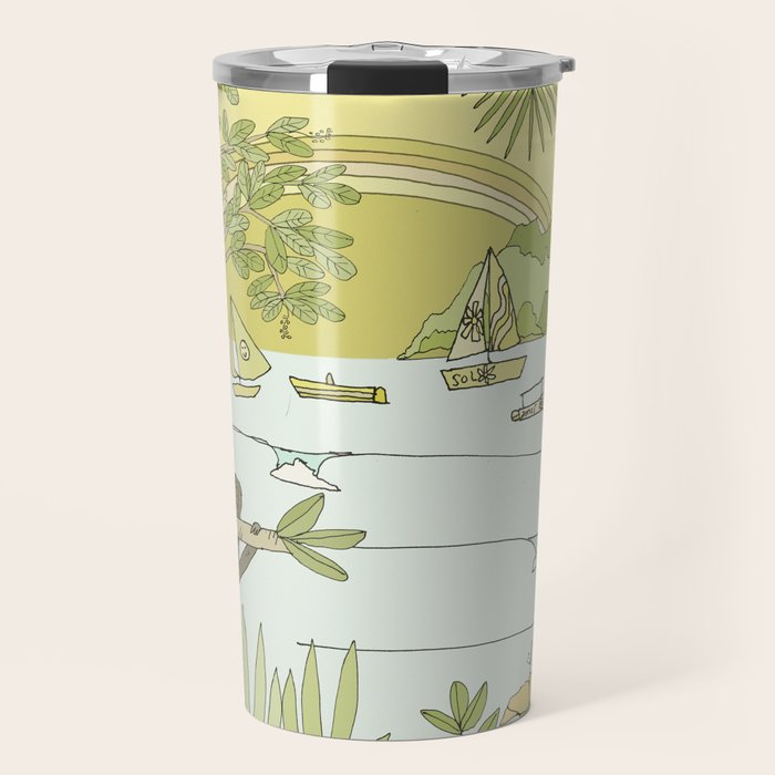 postcard from paradise // costa rica tropical // retro surf art by surfy birdy Travel Mug Gallery Image 1