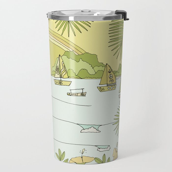 postcard from paradise // costa rica tropical // retro surf art by surfy birdy Travel Mug Gallery Image 2