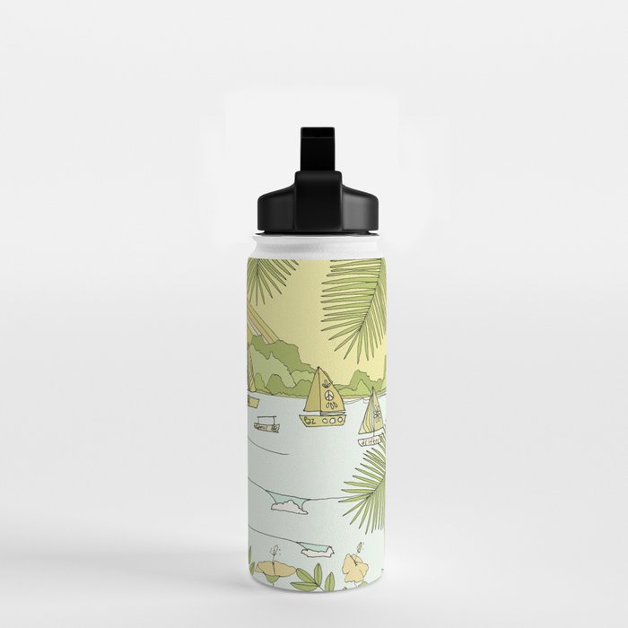 postcard from paradise // costa rica tropical // retro surf art by surfy birdy Water Bottle Gallery Image 2