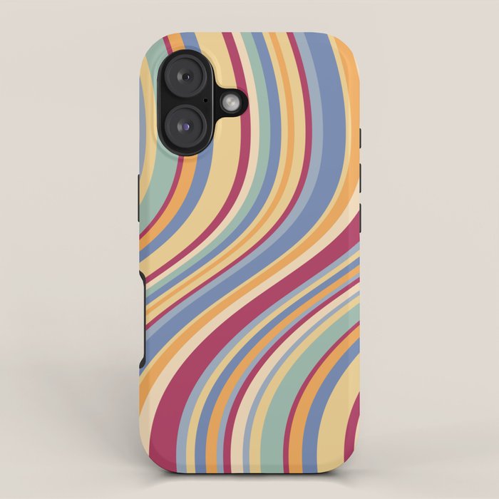 Wavy Stripes IV - Vintage Multicolor iPhone Case Gallery Image 1