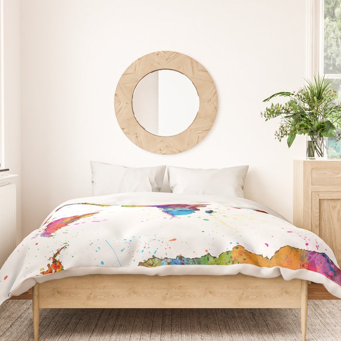 Map of the World Map Watercolor Duvet Cover Gallery Image 3
