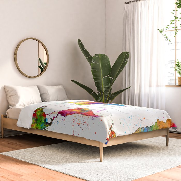 Map of the World Map Watercolor Comforter Gallery Image 2