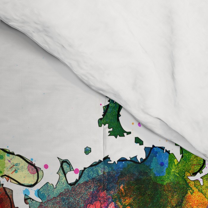 Map of the World Map Watercolor Comforter Gallery Image 4