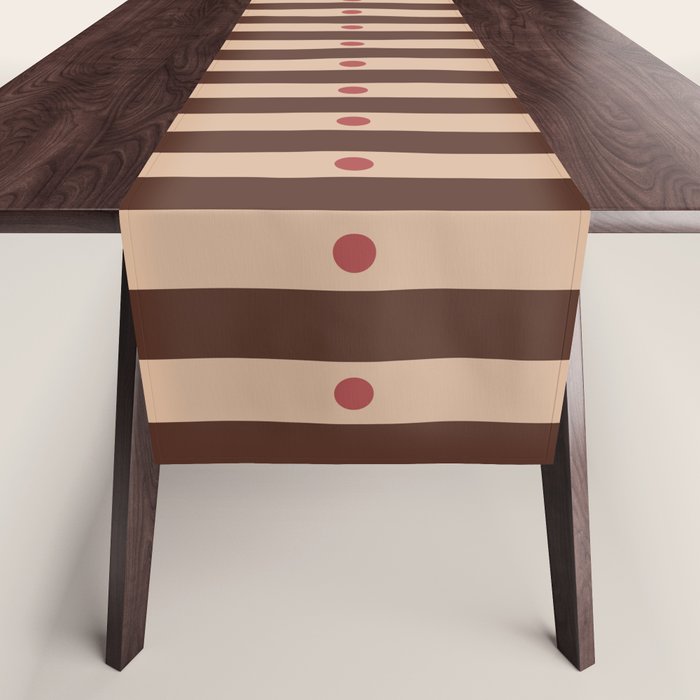 Stripes and Dots geometric pattern brown Table Runner Gallery Image 1