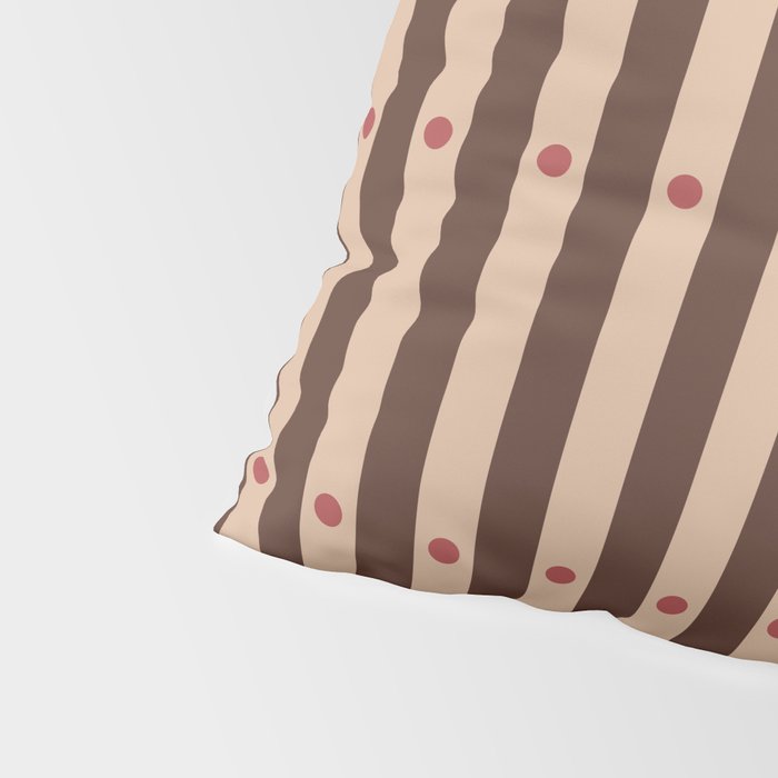 Stripes and Dots geometric pattern brown Pillow Sham Gallery Image 4