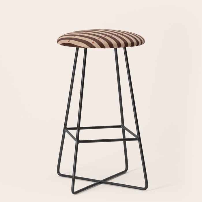 Stripes and Dots geometric pattern brown Stool Gallery Image 1