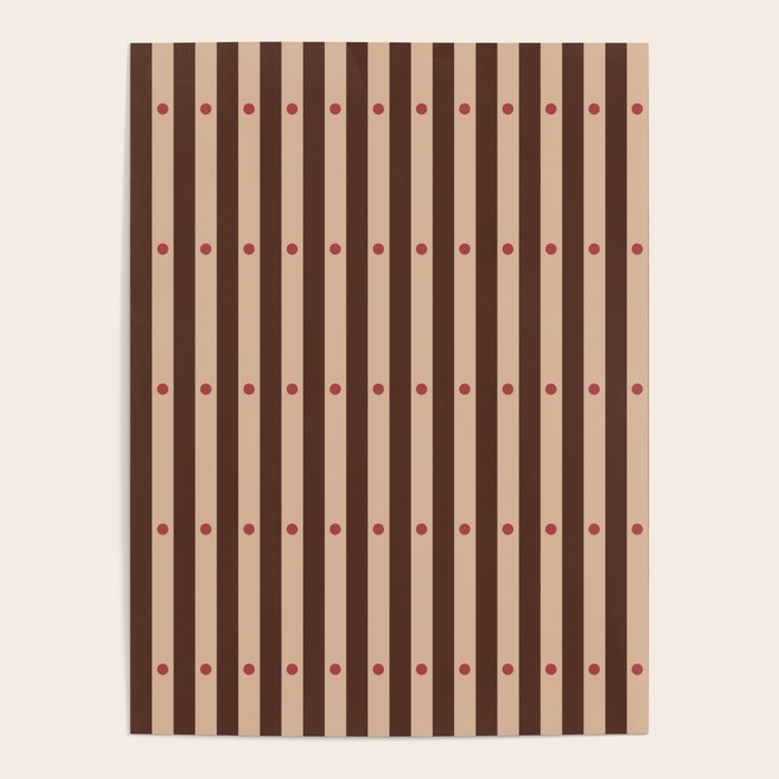 Stripes and Dots geometric pattern brown Poster Gallery Image 1
