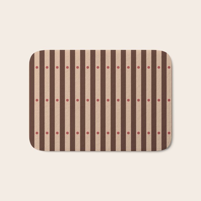 Stripes and Dots geometric pattern brown Bath Mat Gallery Image 1
