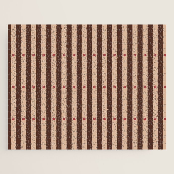Stripes and Dots geometric pattern brown Jigsaw Puzzle Gallery Image 1