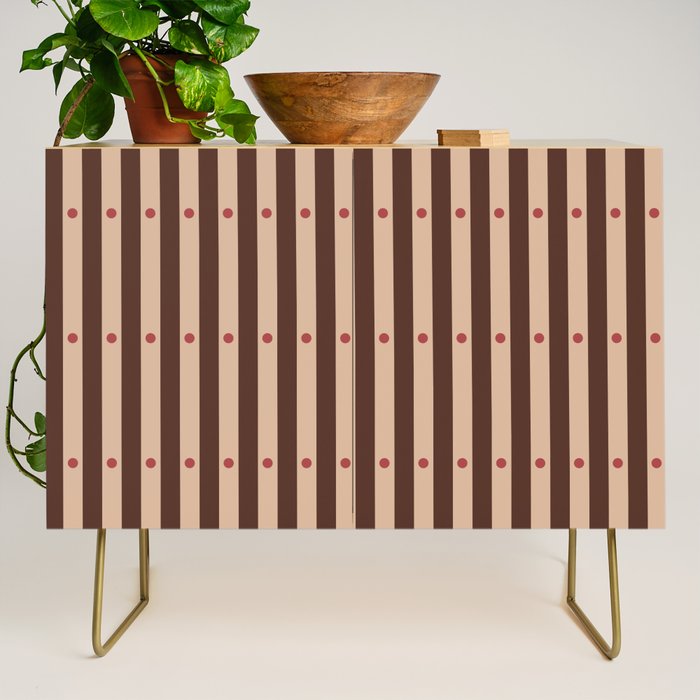 Stripes and Dots geometric pattern brown Credenza Gallery Image 1