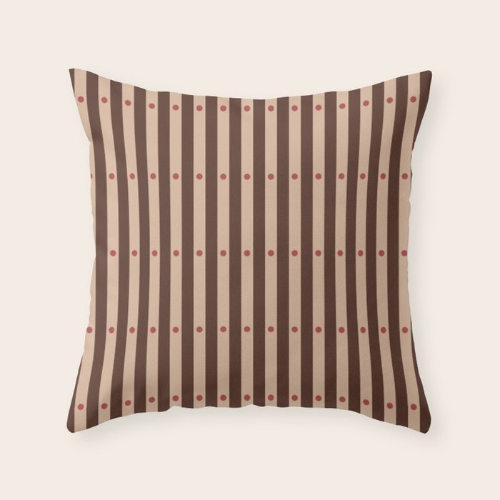 Stripes and Dots geometric pattern brown Throw Pillow Gallery Image 6