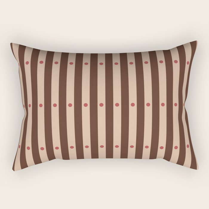 Stripes and Dots geometric pattern brown Rectangular Pillow Gallery Image 2