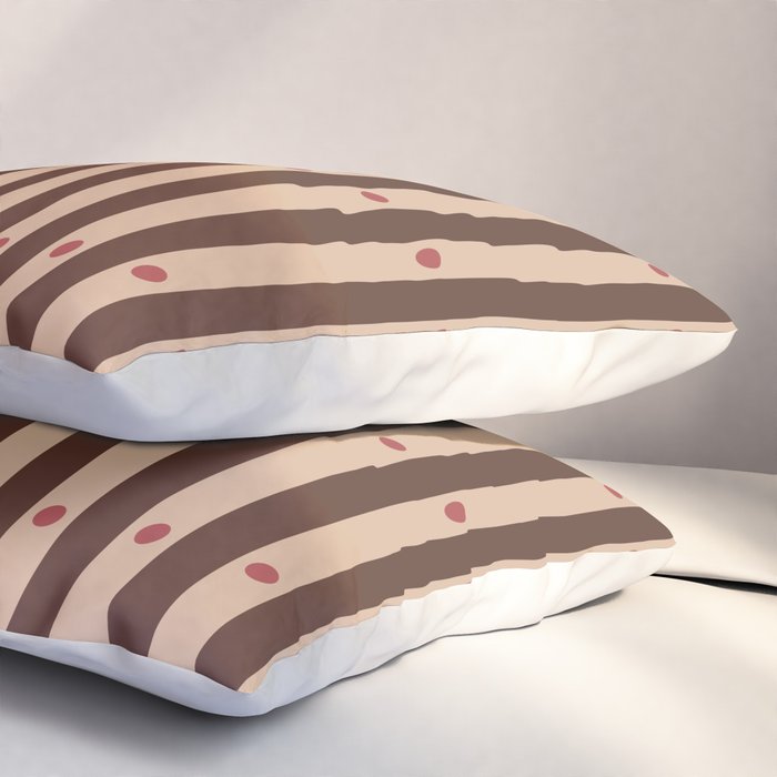 Stripes and Dots geometric pattern brown Pillow Sham Gallery Image 3