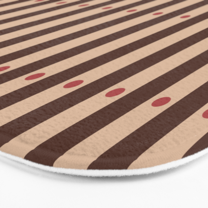 Stripes and Dots geometric pattern brown Bath Mat Gallery Image 3