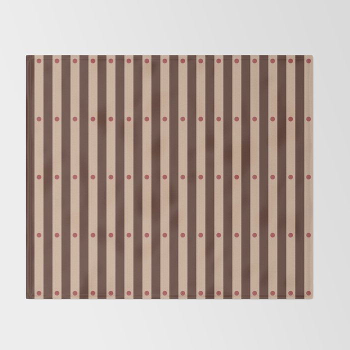 Stripes and Dots geometric pattern brown Throw Blanket Gallery Image 2