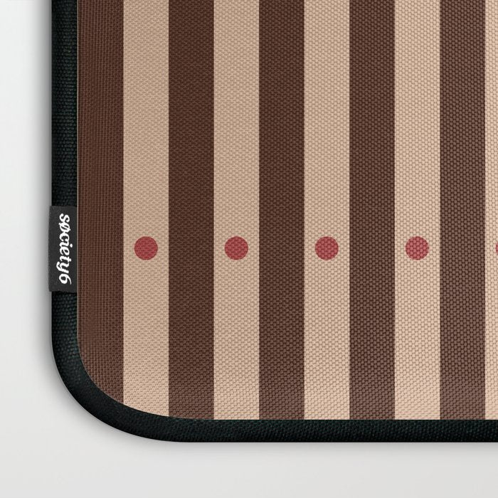 Stripes and Dots geometric pattern brown Laptop Sleeve Gallery Image 3