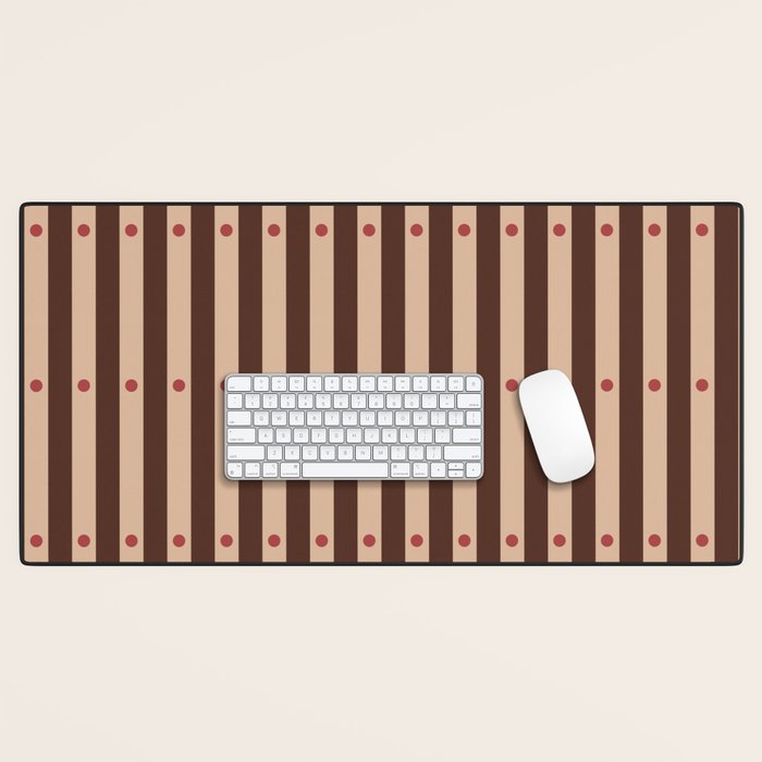 Stripes and Dots geometric pattern brown Desk Mat Gallery Image 1