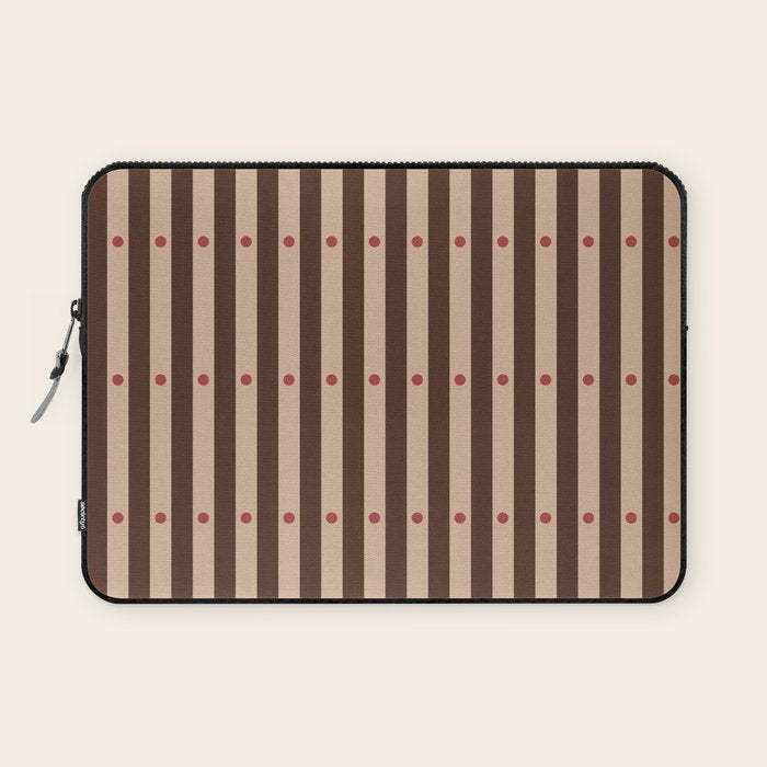 Stripes and Dots geometric pattern brown Laptop Sleeve Gallery Image 1