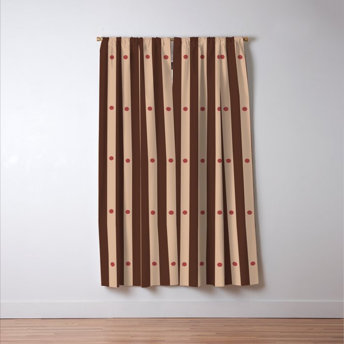 Stripes and Dots geometric pattern brown Window Curtain Gallery Image 3