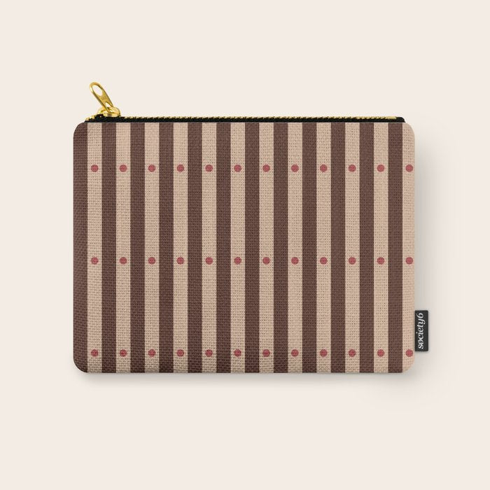 Stripes and Dots geometric pattern brown Carry All Pouch Gallery Image 1