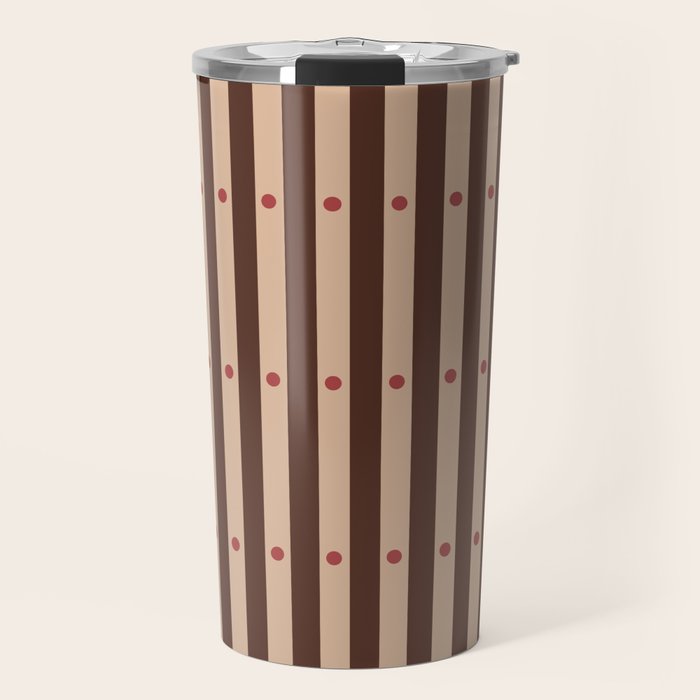 Stripes and Dots geometric pattern brown Travel Mug Gallery Image 1