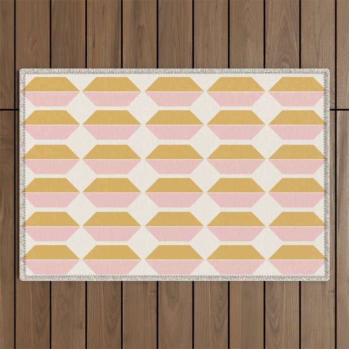 Zola Pattern Shapes - Sunrise Pink and Orange Outdoor Rug Gallery Image 1