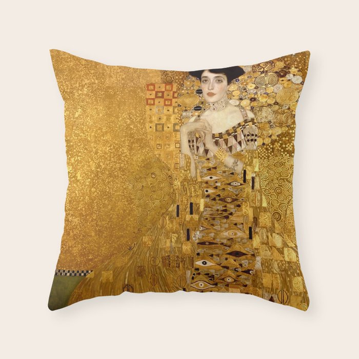 Woman in Gold Portrait by Gustav Klimt Throw Pillow Gallery Image 1