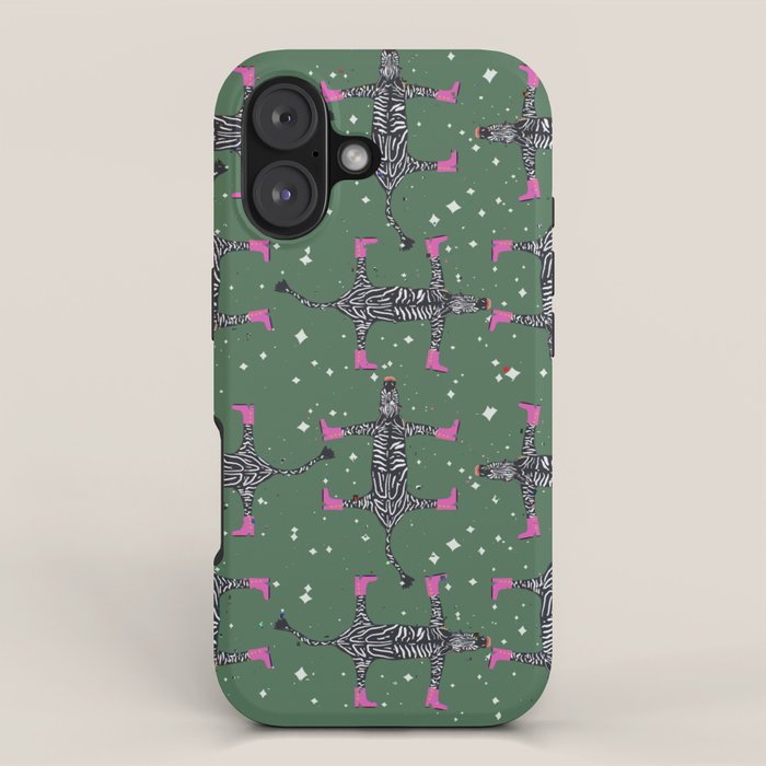 Cool zebras with fuchsia pink shoes and red lips illustration  iPhone Case Gallery Image 1