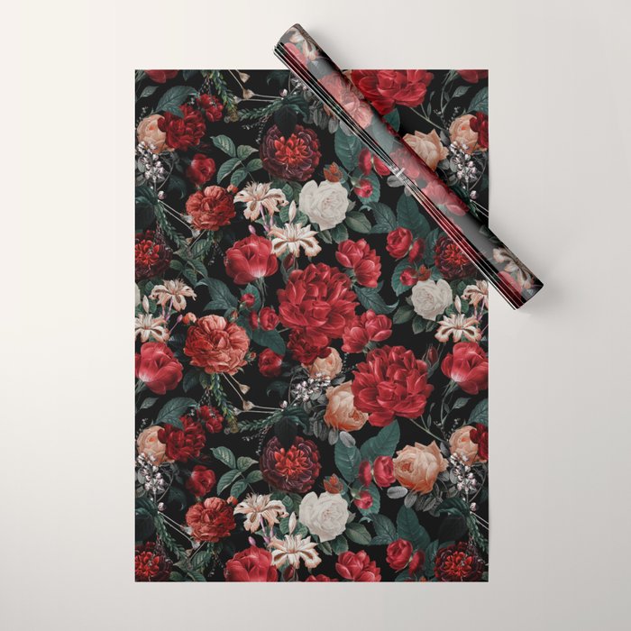 Night Garden Roses Wrapping Paper Gallery Image 1