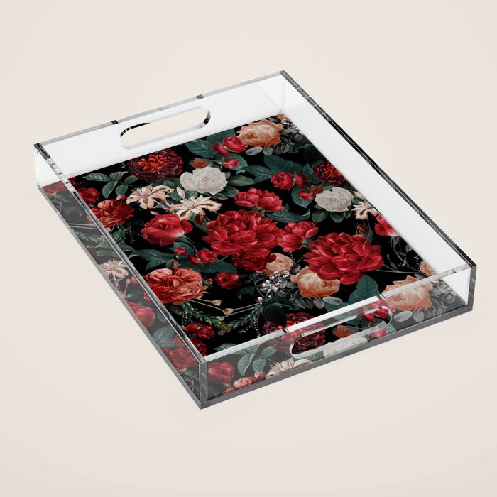 Night Garden Roses Acrylic Tray Gallery Image 1