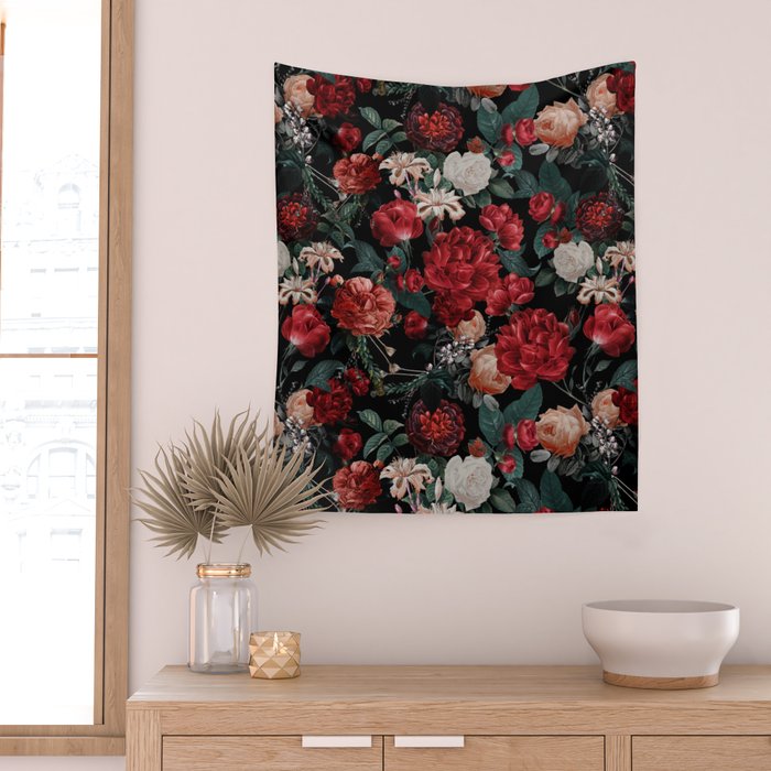Night Garden Roses Wall Tapestry Gallery Image 2