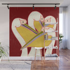 Pelicans of the Burgundy Sky Wall Mural Gallery Image 1