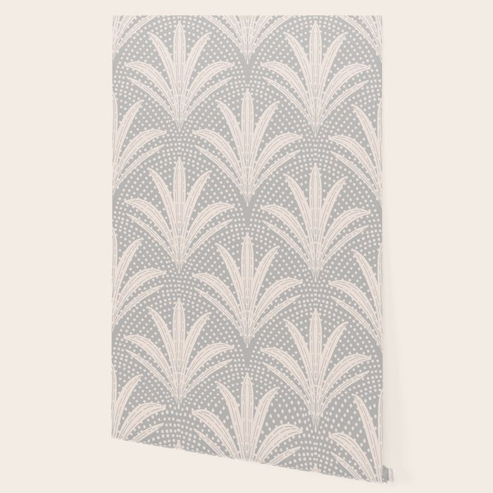 Boho Rustic Palm Radiance Soft Grey Wallpaper Gallery Image 2