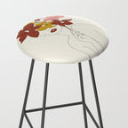 Colorful Thoughts Minimal Line Art Woman with Orchids Stool Gallery Image 2