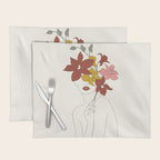 Colorful Thoughts Minimal Line Art Woman with Orchids Placemat Gallery Image 1