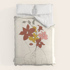Colorful Thoughts Minimal Line Art Woman with Orchids Duvet Cover Gallery Image 6