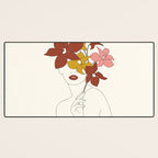 Colorful Thoughts Minimal Line Art Woman with Orchids Desk Mat Gallery Image 3