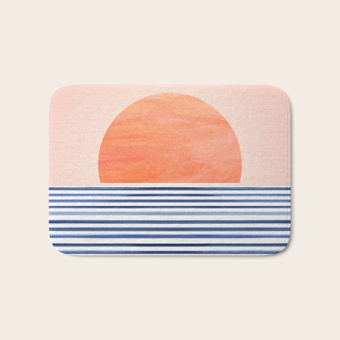 Summer Sunrise Minimal Abstract Landscape Bath Mat Gallery Image 1